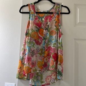 Forever 21 sheer button up floral tank